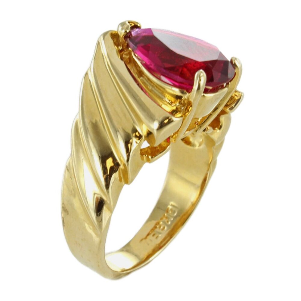 18k Gold Electroplated With Simulated Ruby And Cu… - image 1
